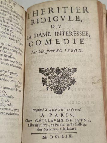 Paul Scarron - Comédie de Scarron - 1659