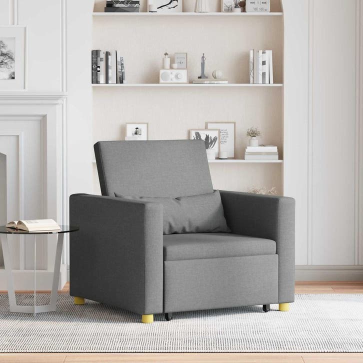 vidaXL Uittrekbare slaapbank eenpersoons Donkergrijs 90 x, Huis en Inrichting, Fauteuils, Nieuw, Verzenden