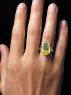 Zilver, Citroenkwarts - Ring - Golden Elegance, Antiek en Kunst