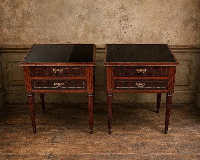 Table de chevet (2) - Bois, Métal, Verre - Tables de chevet, Antiek en Kunst, Curiosa en Brocante