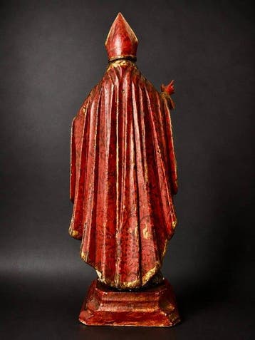 Beeldje, Saint Nicolas - XVIIIème - 39 cm - Polychroom hout
