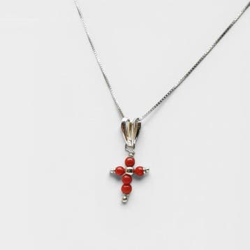 Koraal - Zilver - Ketting met hanger - handgemaakt