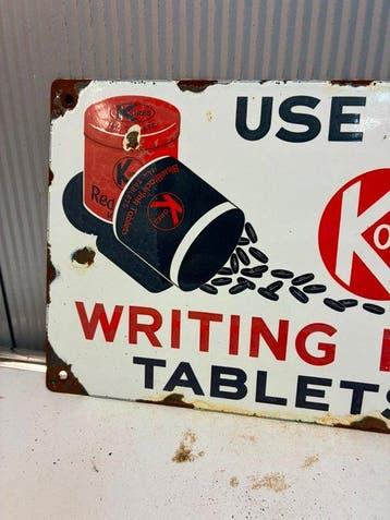 Kores – Writing Ink Tablets – Vintage emaille reclamebord –