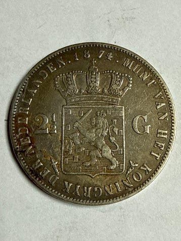 Nederland. Willem III. 2 1/2 Gulden 1874 (Zonder