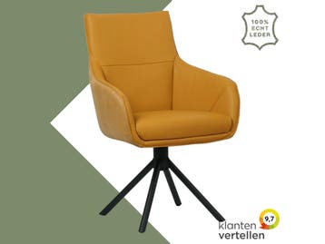 Leren draaibare eetkamerstoel Fancy Duo - Kenia Cognac en, Huis en Inrichting, Nieuw, Leer, Ophalen of Verzenden, 90 cm of meer