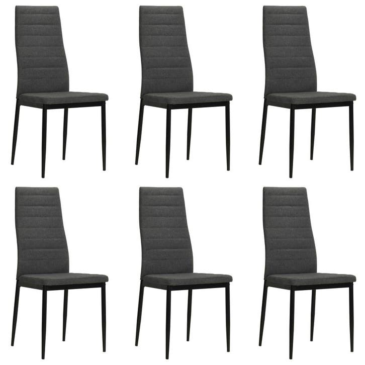 vidaXL Eetkamerstoelen 6 st stof donkergrijs, Huis en Inrichting, Stoelen, Nieuw, Verzenden