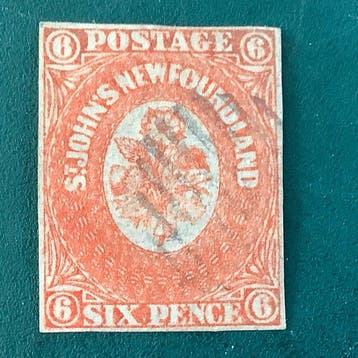 Terre-Neuve 1860 - 6d première émission sur papier ordinaire