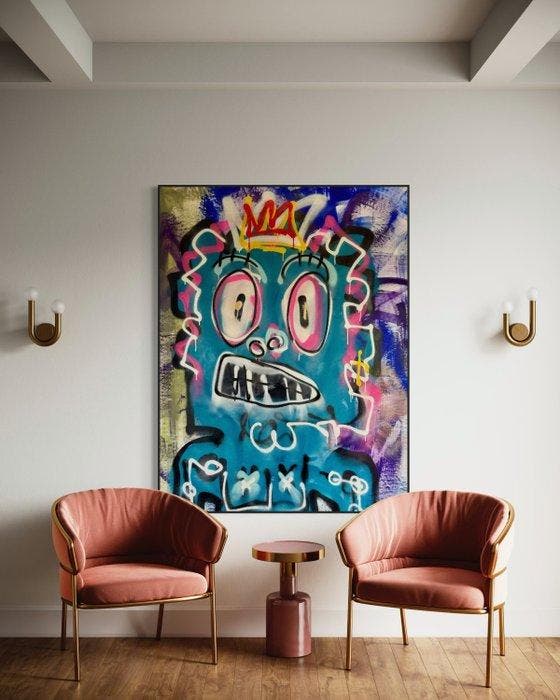 Timo Wedell - Mr. Blue - XXL - Basquiat Style, Antiquités & Art, Art | Peinture | Moderne