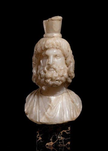 sculptuur, busto del Dio Serapide - 31 cm - Albast