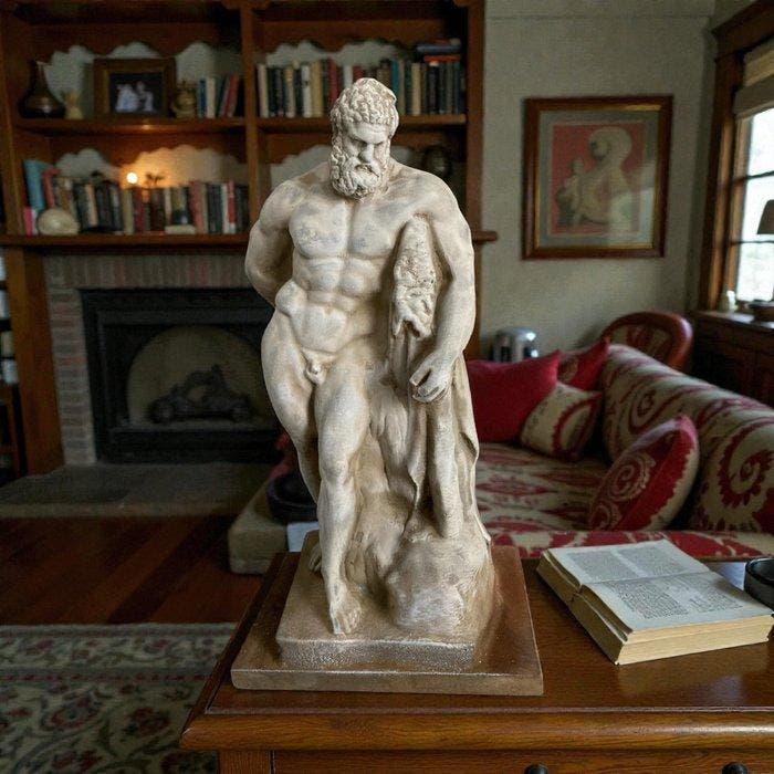 sculptuur, Ercole Farnese 43 cm h - 43 cm - Gegoten steen, Antiquités & Art, Antiquités | Céramique & Poterie