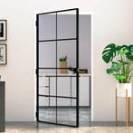 vidaXL Binnendeur 102x201,5 cm gehard glas en aluminium smal, Verzenden