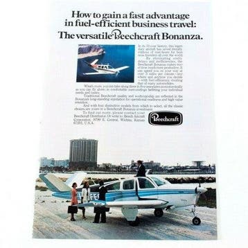 Vintage Beechcraft Bonanza – reclame uit 1978, Collections, Verzenden