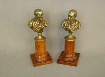 Pair of Antique Bronze Busts. - Beeld, Jean Jaques Rousseau