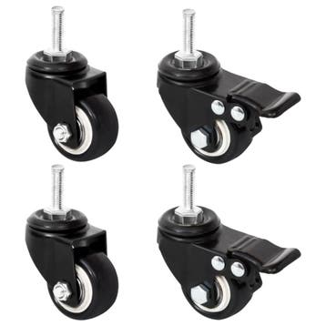 vidaXL Wielen voor plantenbak 4 st 8x3,5x8 cm ijzer zwart, Verzenden, Nieuw