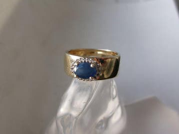 Zilver, saffier - Ring - Art Deco-stijl