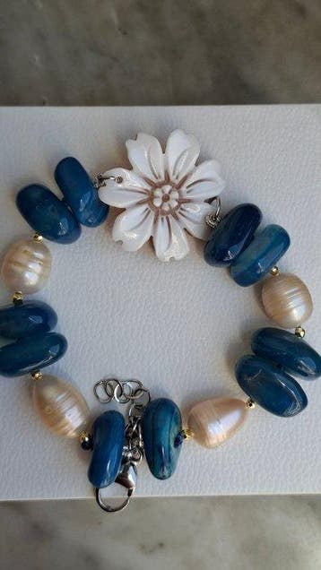 Parel - Staal - Armband - Cameo in bloei