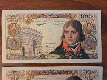 France. - 2 x 100 Nouveaux Francs - 1962 - Consecutive -, Postzegels en Munten, Bankbiljetten | Europa | Niet-Eurobiljetten