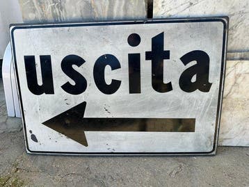 Groot vintage bord Uitgang met pijl - Straat-/industrieel