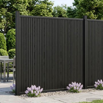 vidaXL Hekpaneel 4 st 705 x 186,5 cm WPC en Aluminium Zwart, Verzenden, Nieuw