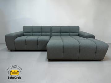 Goossens Opulent hoekzetel blauw in stof, hoek R – overstock, Verzenden