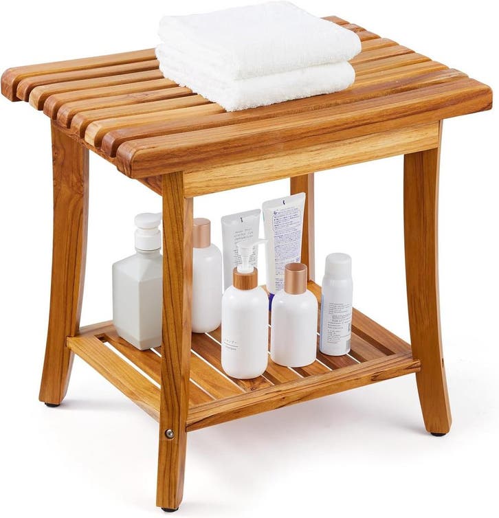 Teak Douchestoel 50cm | Tweede Kansje | OP = OP (douchebank), Huis en Inrichting, Badkamer | Badkamermeubels, 25 tot 50 cm, Nieuw