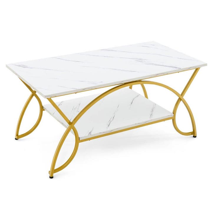 2dekans | Coast 2-laags Salontafel - Imitatiemarmer -, Maison & Meubles, Tables | Tables de salon, Enlèvement ou Envoi