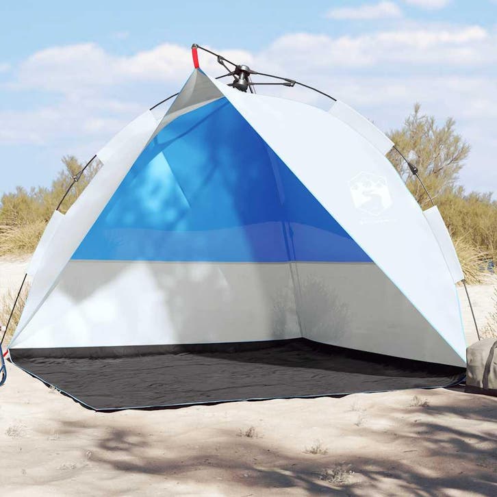 vidaXL Strandtent waterdicht snelontgrendeling azuurblauw, Caravanes & Camping, Tentes, Envoi