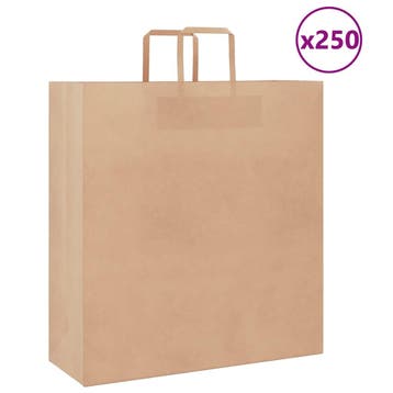 vidaXL Papieren zakken 250 st met hengsels 45x17x48 cm bruin, Divers, Emballage cadeau, Verzenden
