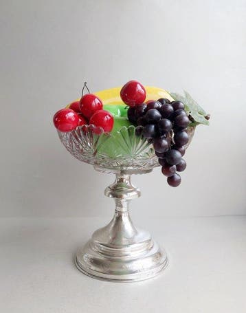 Vide-poche - Hoge (fruit) schaal op zilveren voet -