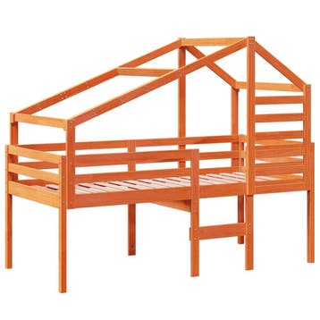 vidaXL Hoogslaper met dak massief grenenhout wasbruin 90x200, Verzenden, Nieuw