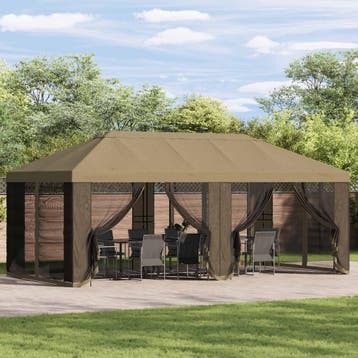 vidaXL Gazebo Dekzeil met Zijwanden Beige 600,5 x 300,5 cm, Verzenden