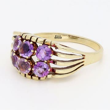 Bague - 14 carats Or jaune - améthyste