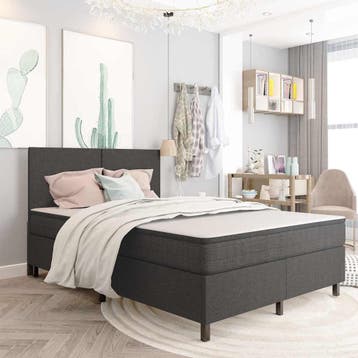 vidaXL Boxspring stof donkergrijs 160x200 cm, Verzenden, Nieuw