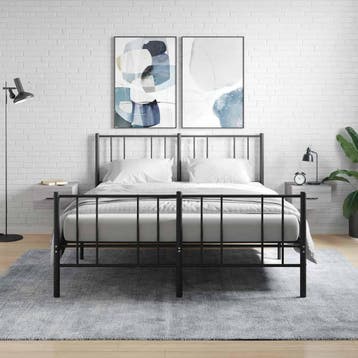 vidaXL Nachtkastjes 2 st wandgemonteerd 35x35x20 cm grijs, Verzenden