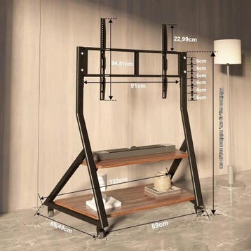 TV-Standaard op Wieltjes met Houten Legplank voor TVs va..., Audio, Tv en Foto, Ophalen of Verzenden, Nieuw