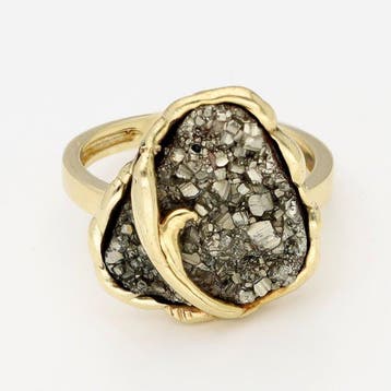 Ring - 14 karaat Geel goud - Pyriet, Nieuw