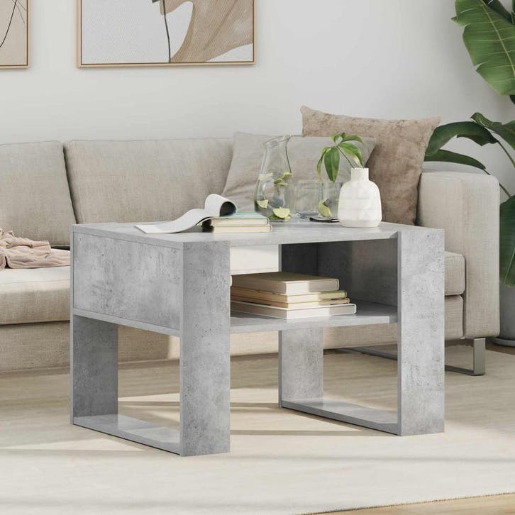 vidaXL Salontafel met opslag Beton Grijs 66 x 53 x 45 cm, Huis en Inrichting, Tafels | Salontafels, Nieuw, Verzenden