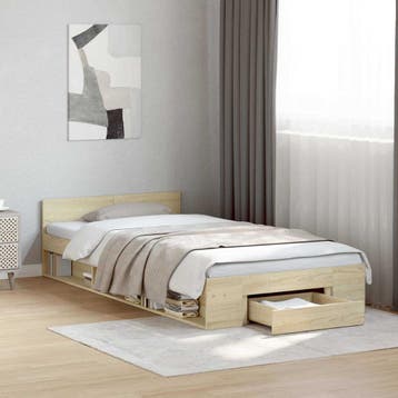 vidaXL Bedombouw met opslag Sonoma Eiken 80 x 200 cm Bewerkt, Verzenden, Nieuw