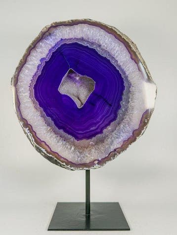 Large Rare purple Agate - rock crystal geode on stand Geode