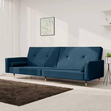 vidaXL Slaapbank / zetel 2-zits met 2 kussens fluweel blauw, Verzenden, Nieuw