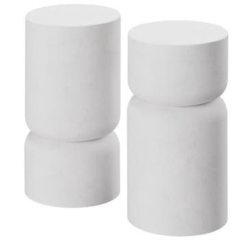 tectake Set van 2 bijzettafels Amine, chubby-design - wit, Verzenden
