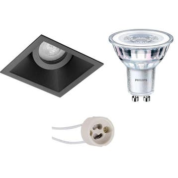 Kantelbare Vierkante LED Inbouwspot 6W - Mat Zwart & Warm Wi, Verzenden