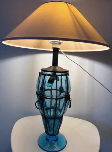 Lamp - IJzer, Glas - Glas en smeedijzer