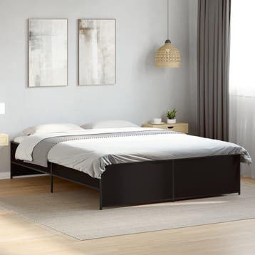 vidaXL Bedframe bewerkt hout metaal zwart 140x200 cm, Verzenden