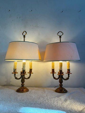 Lampe de table (2) - Bouillotte - Bronze, Laiton, Acier,, Antiquités & Art
