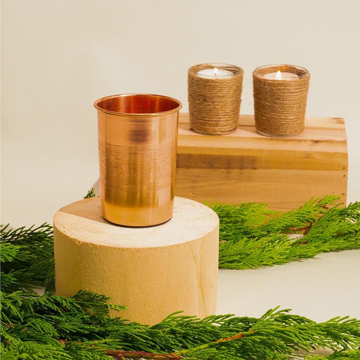 Puur Koperen Beker Bloempatroon Rand - 300 ml, Sports & Fitness, Produits de santé, Wellness & Bien-être, Enlèvement ou Envoi