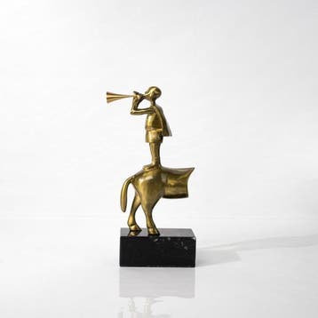 sculptuur, The Trumpeter — Whimsical Figure on Half-Horse,