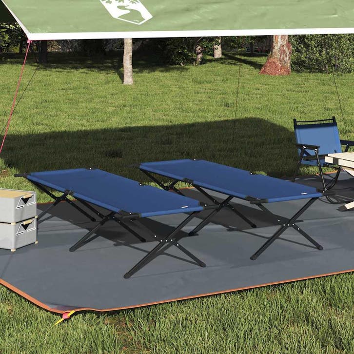 vidaXL Opvouwbaar Campingbed 2 pcs Blauw 210 x 80 x 46 cm, Caravans en Kamperen, Kampeeraccessoires, Nieuw, Verzenden