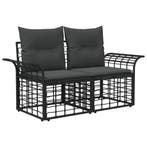 vidaXL Buiten loveseat 2 pcs Zwart en Donker Grijs poly, Verzenden, Nieuw