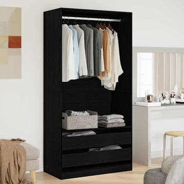 vidaXL Kledingkast Zwart Eiken 100 x 50 x 200 cm Bewerkt, Verzenden, Nieuw